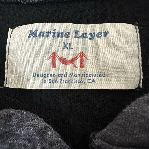 Marine Layer‎ Henley Sweatshirt Mens XL Grey Long Sleeve Pullover Rayon Adult - Picture 2 of 7